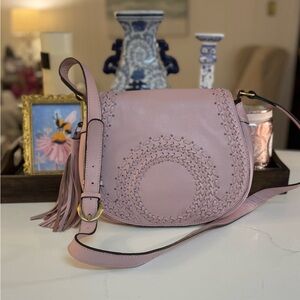 🩷 NWOT orYANY LIGHT PINK LEATHER NIKITA SADDLE BAG!